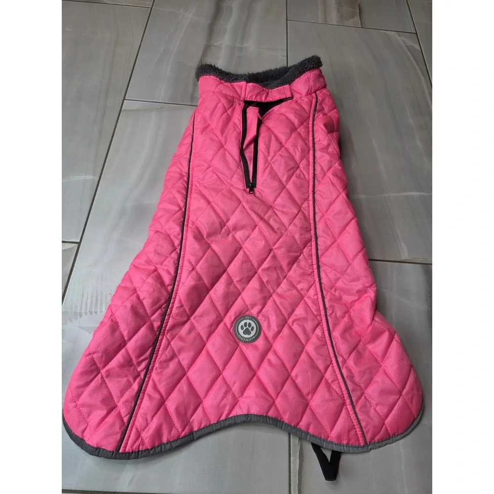 Fragralley Pink Quilted Dog Winter Coat Fleece Lined Reflective Vest XL W1
